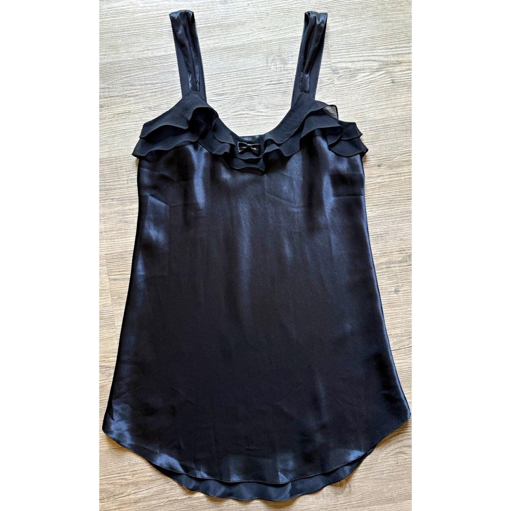 Mystique Intimates Black Full Slip Large Bow Ruffle